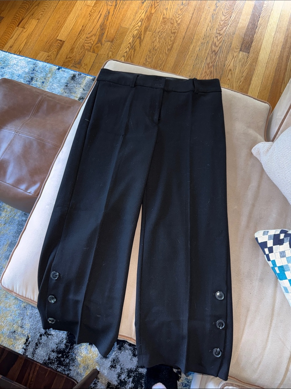 Talbots Black Wide-Leg Dress Pants with Button Hem